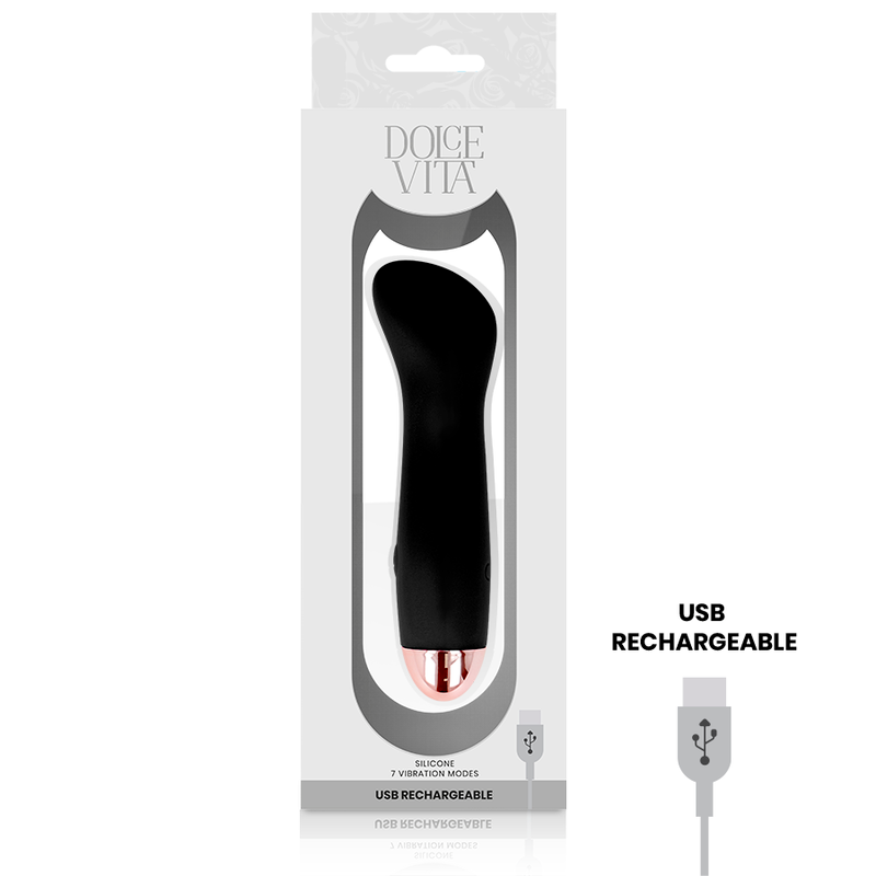 Dolce Vita Rechargeable Vibrator One Black 7 Speed