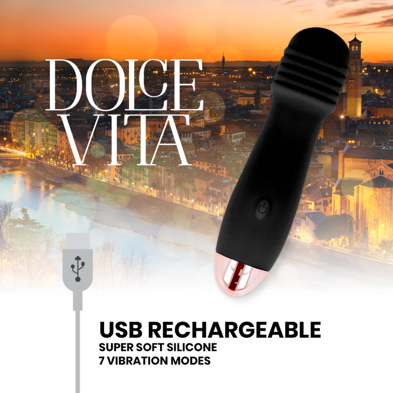 Dolce Vita Rechargeable Vibrator Three Black 7 Speed
