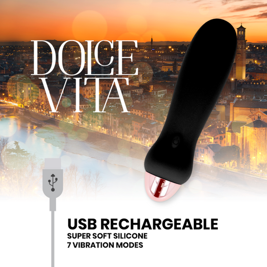 Dolce Vita Rechargeable Vibrator Five Black 7 Speeds