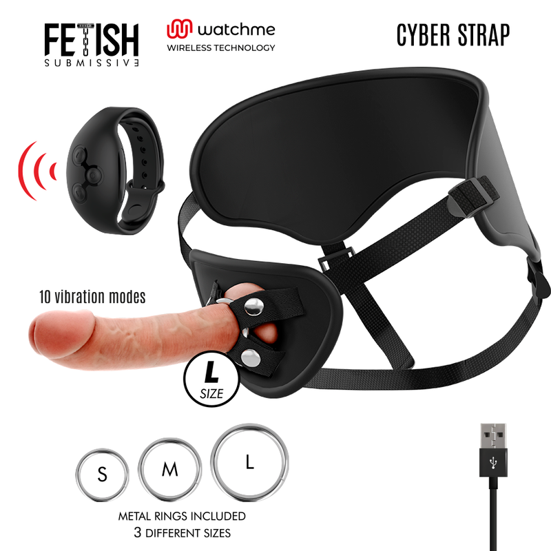 Fetish Submissive Cyber Strap Harness With Remote Control Dildo Watchme L Technology