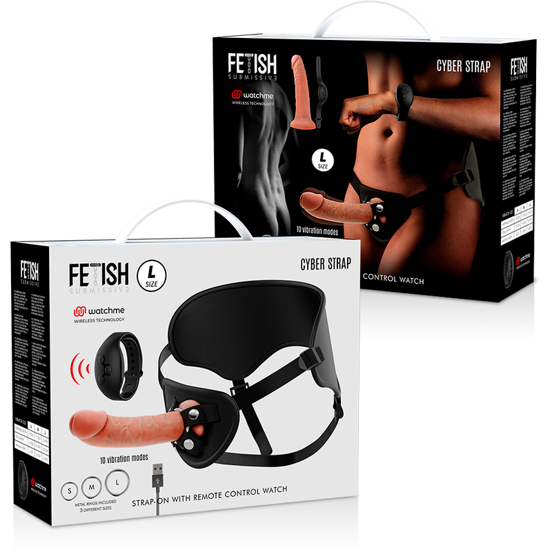 Fetish Submissive Cyber Strap Harness With Remote Control Dildo Watchme L Technology