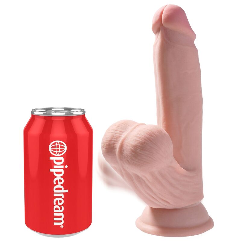 King Cock Plus King Cock - Plus 3D Dildo Swinging Balls 15.2 Cm Light Skin