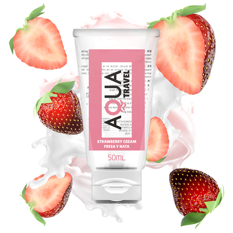 Aqua Travel Strawberry Cream Flavour Waterbased Lubricant - 50 Ml