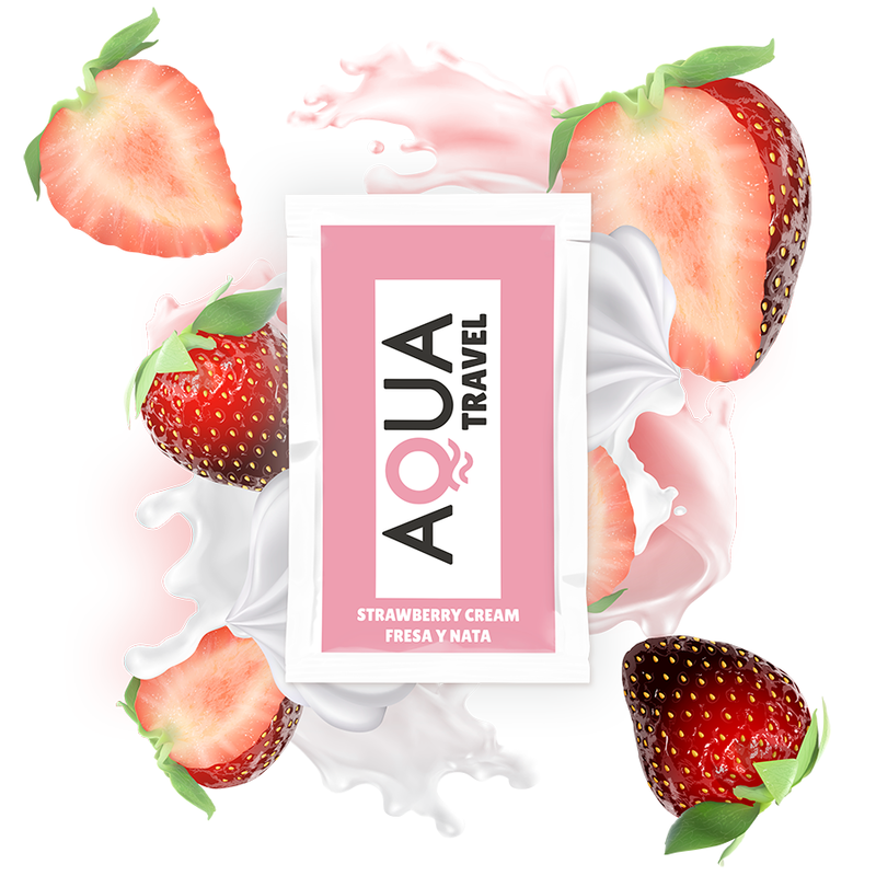 Aqua Travel Strawberry Cream Flavour Waterbased Lubricant 6 Ml