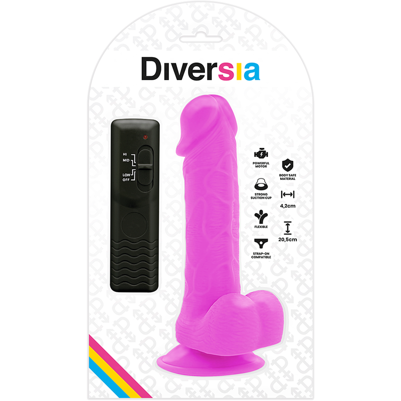 Diversia Flexible Vibrating Dildo Purple 20.5 Cm -O- 4.2 Cm