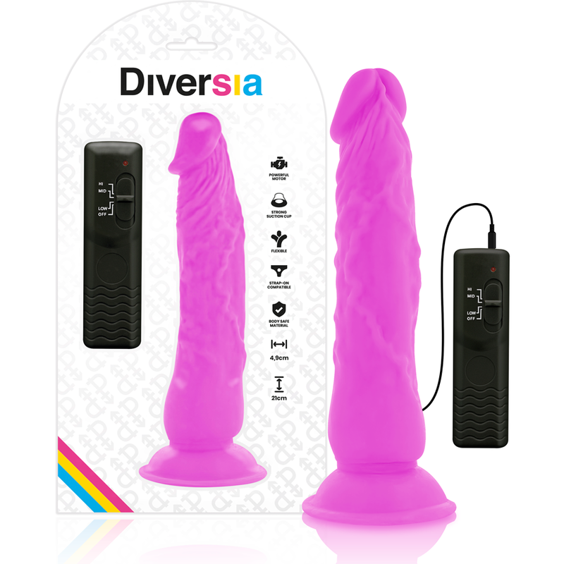 Diversia Flexible Vibrating Dildo Purple 21 Cm -O- 4.9 Cm