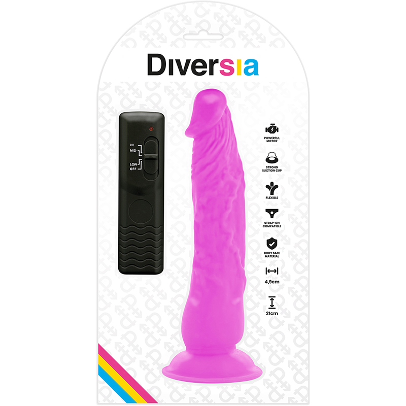 Diversia Flexible Vibrating Dildo Purple 21 Cm -O- 4.9 Cm