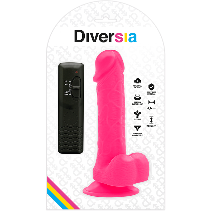 Diversia Flexible Vibrating Dildo Pink 20.5 Cm -O- 4.2 Cm