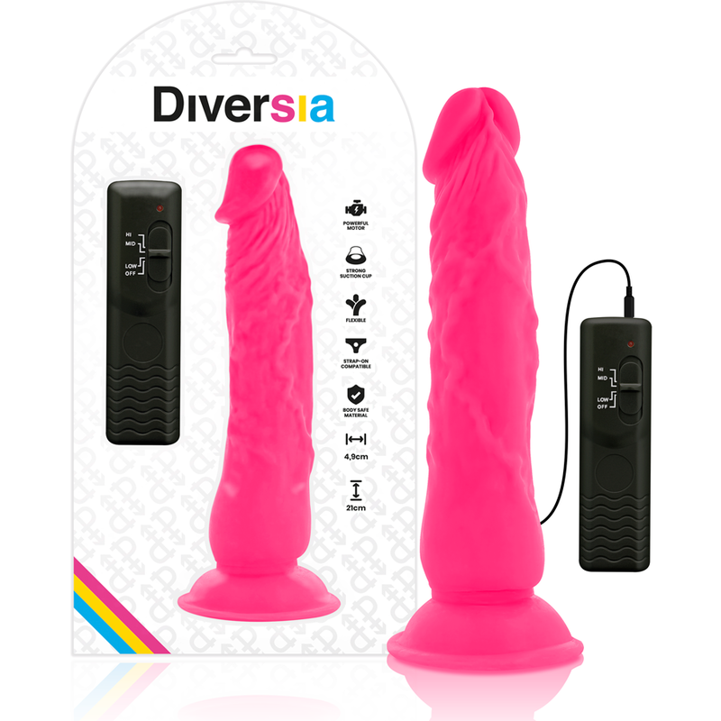 Diversia Flexible Vibrating Dildo Pink 21 Cm -O- 4.9 Cm