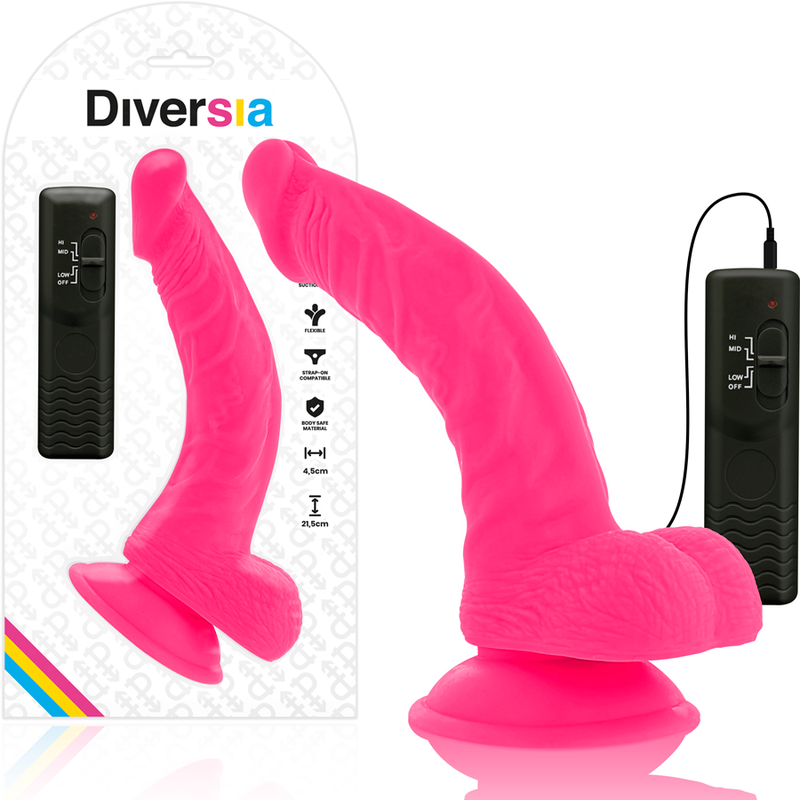 Diversia Flexible Vibrating Dildo Pink 21.5 Cm -O- 4.5 Cm