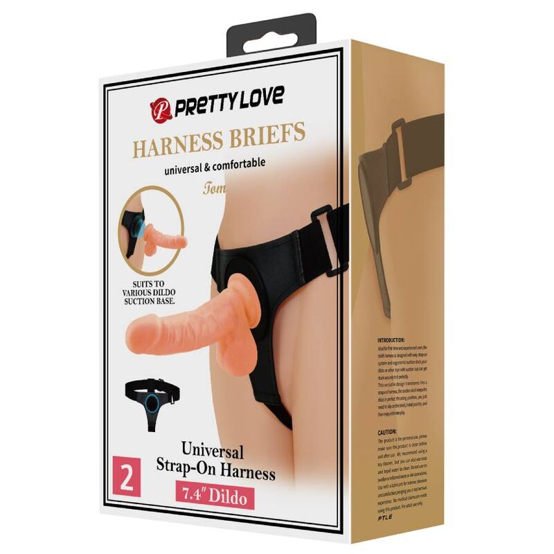 Pretty Love Harness Briefs Universal Harness With Dildo Tom 20 Cm Natural