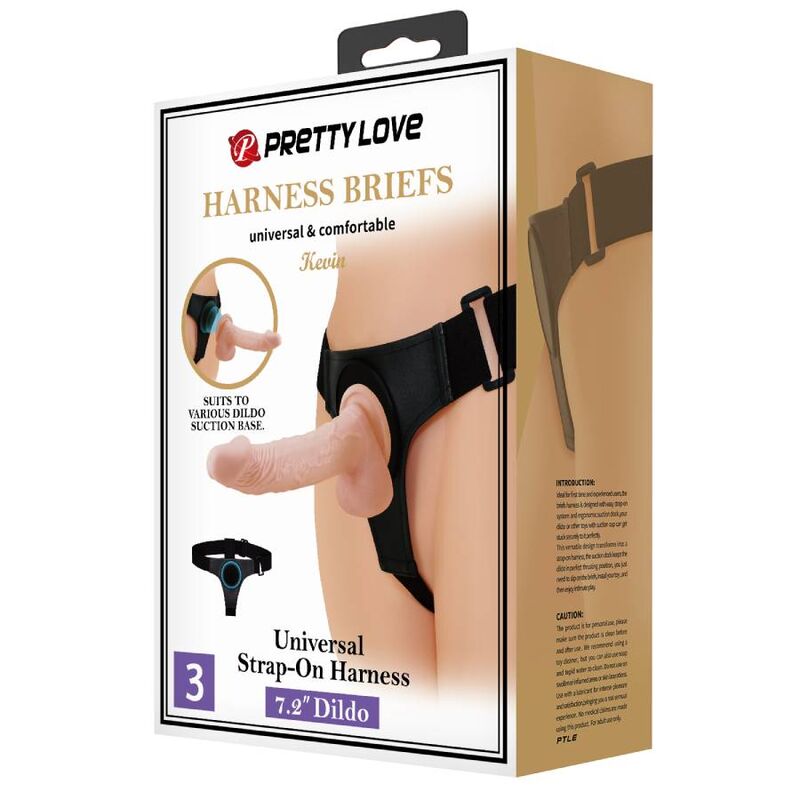 Pretty Love Harness Briefs Universal Harness With Dildo Kevin 19 Cm Natural