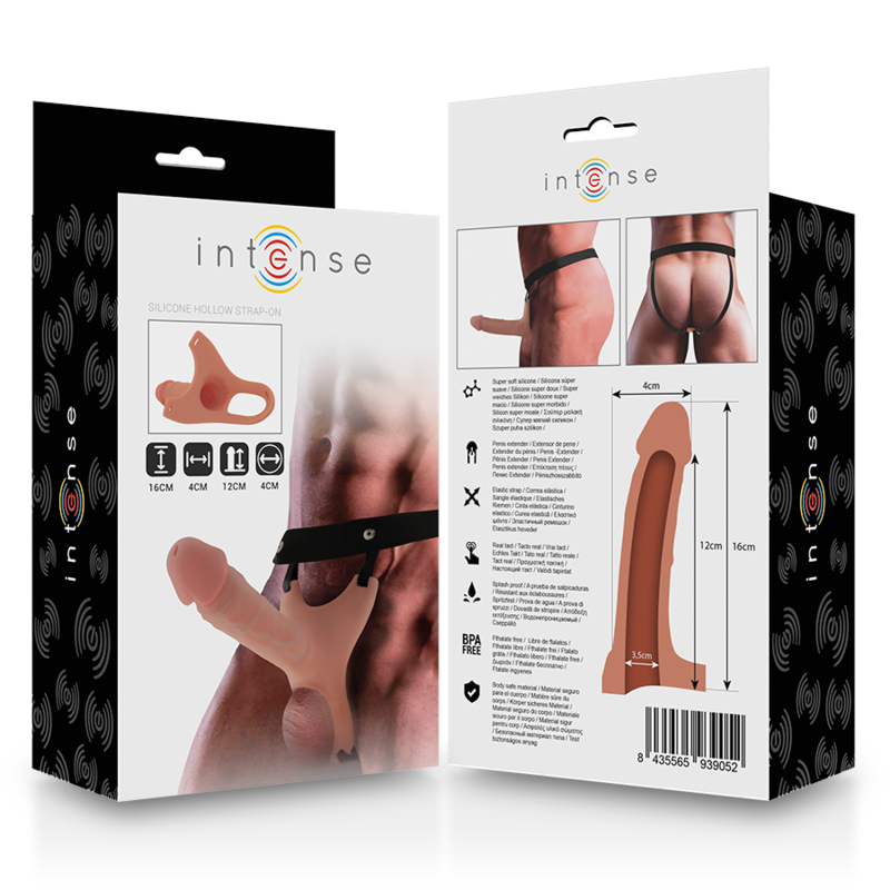 Intense Couples Toys Intense - Hollow Harness With Silicone Dildo 16 X 3.5 Cm