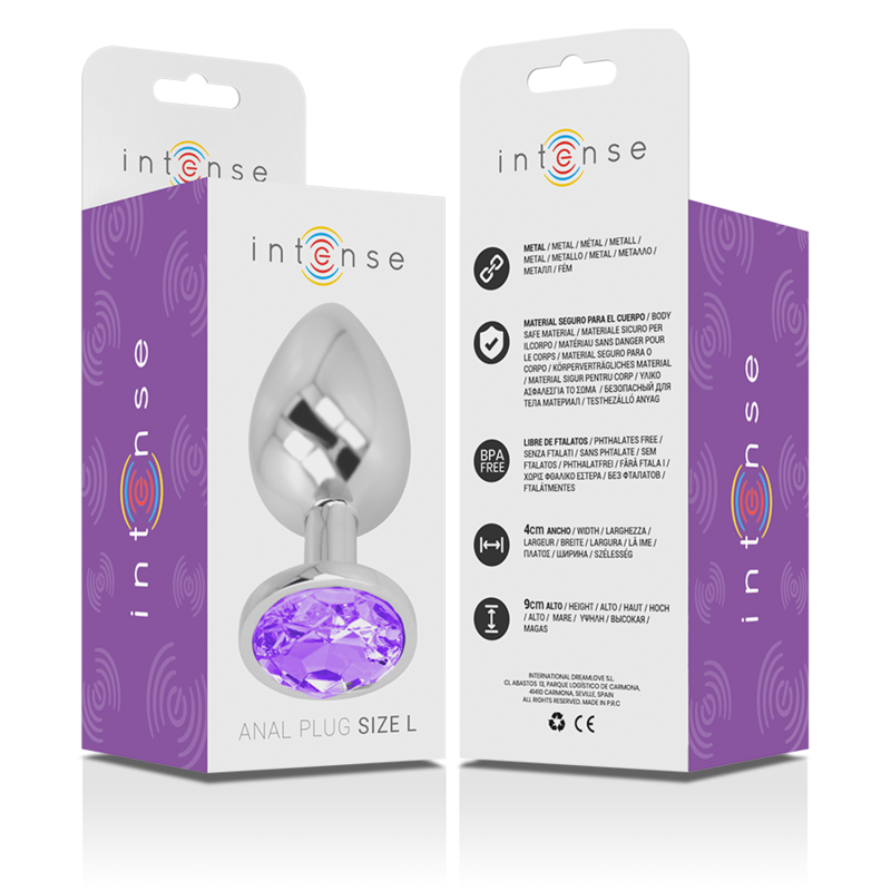 Intense Anal Toys Intense - Aluminum Metal Anal Plug With Violet Crystal Size L