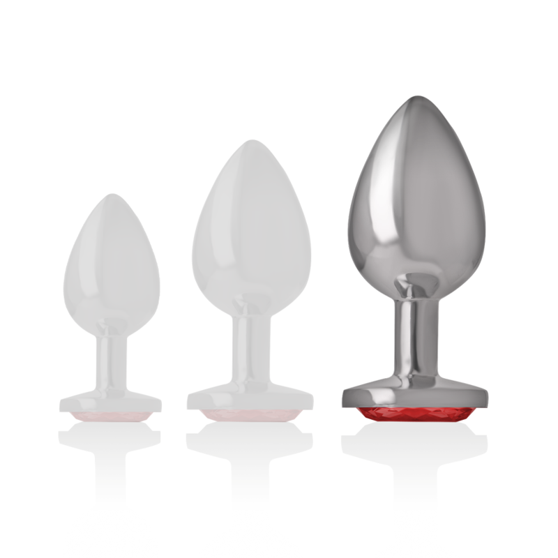 Intense Anal Toys Intense - Aluminum Metal Anal Plug With Red Crystal Size L