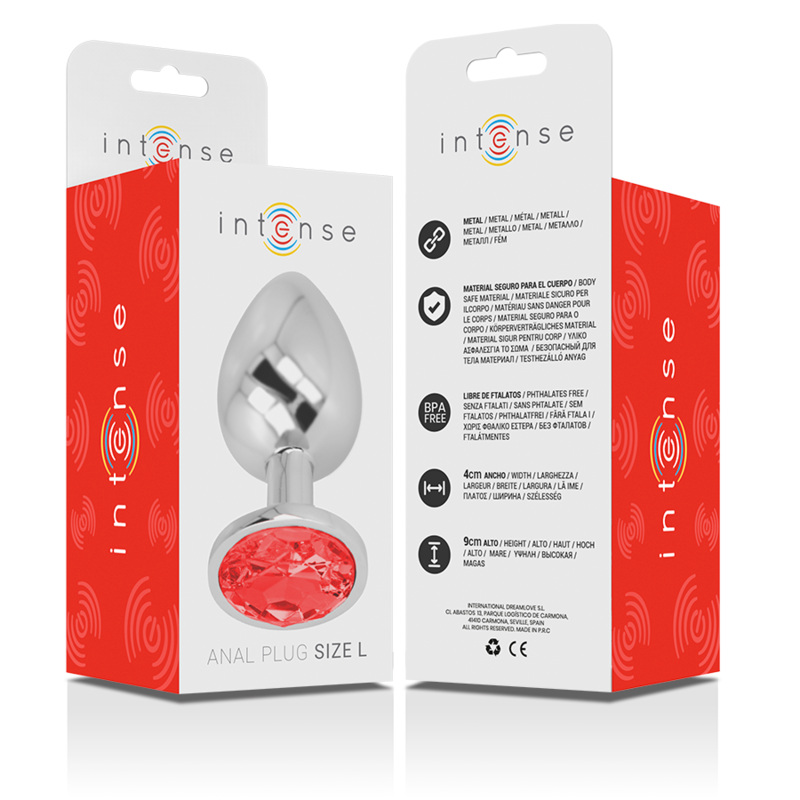 Intense Anal Toys Intense - Aluminum Metal Anal Plug With Red Crystal Size L