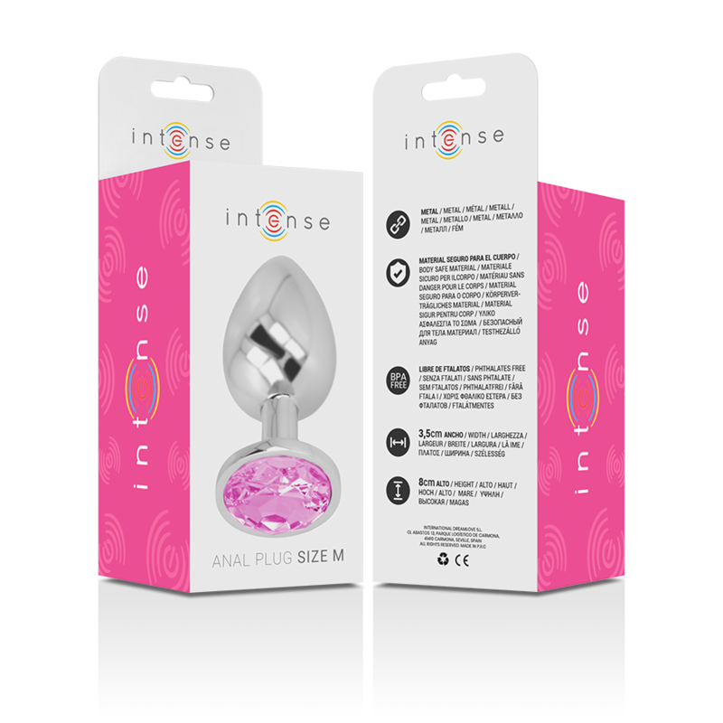 Intense Anal Toys Intense - Aluminum Metal Anal Plug With Pink Crystal Size M