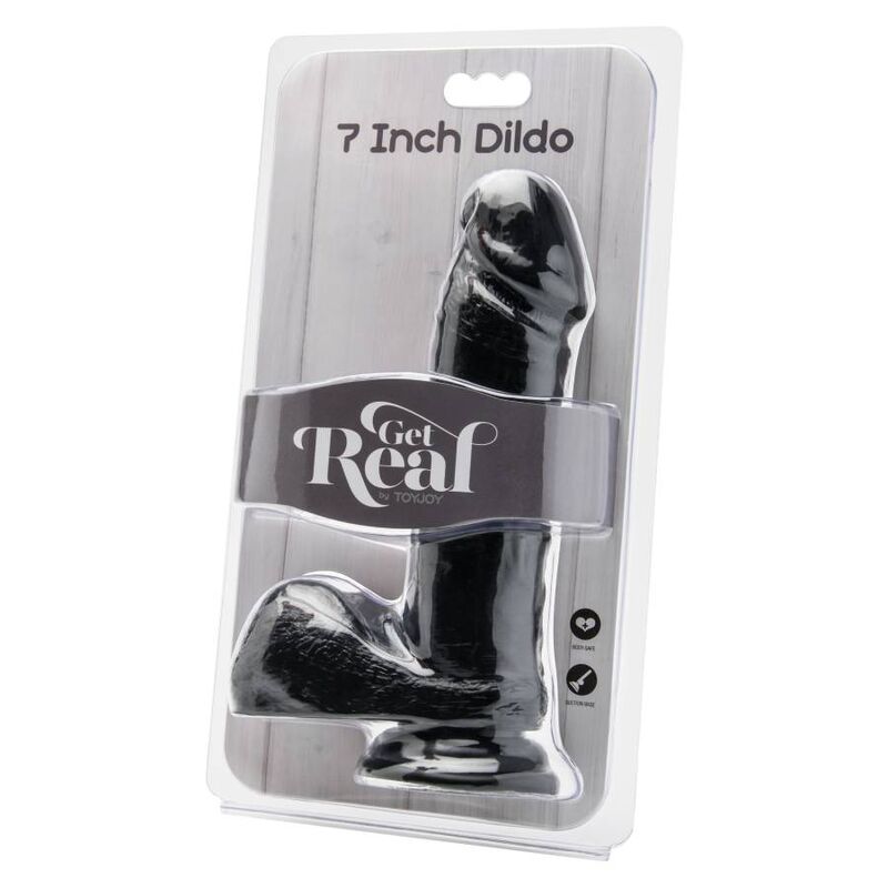 Get Real Dildo 18 Cm With Balls Black