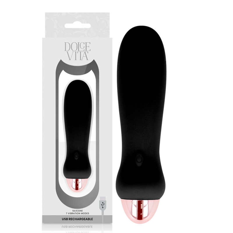 Dolce Vita Rechargeable Vibrator Five Black 7 Speeds