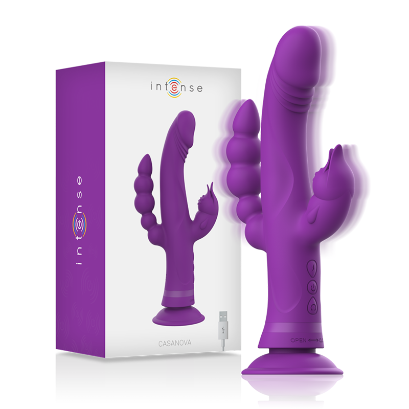 Intense Fun Intense - Casanova Rabbit Silicone Vibrator Triple Motor Purple