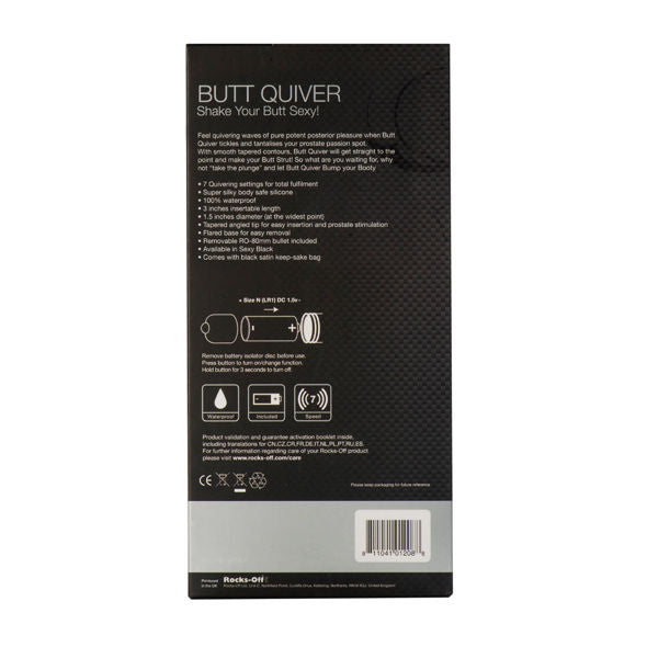 Rocks-Off Butt Quiver P-Point Stimulator 7 Speeds Black