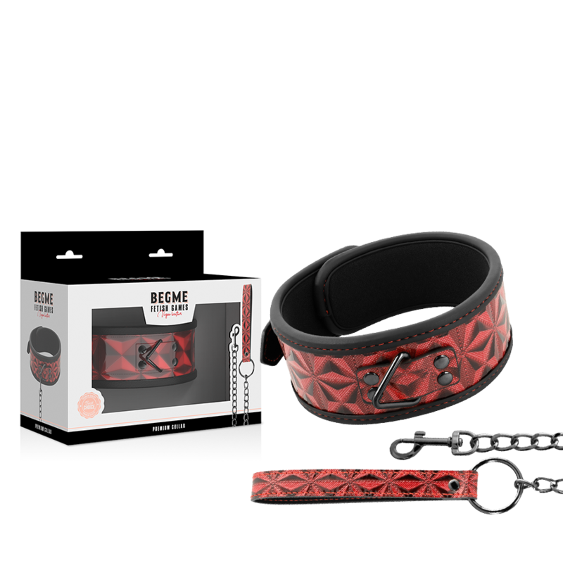Begme Red Edition Begme - Red Edition Premium Vegan Leather Collar With Neoprene Lining