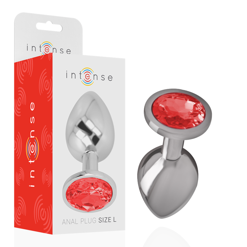 Intense Anal Toys Intense - Aluminum Metal Anal Plug With Red Crystal Size L