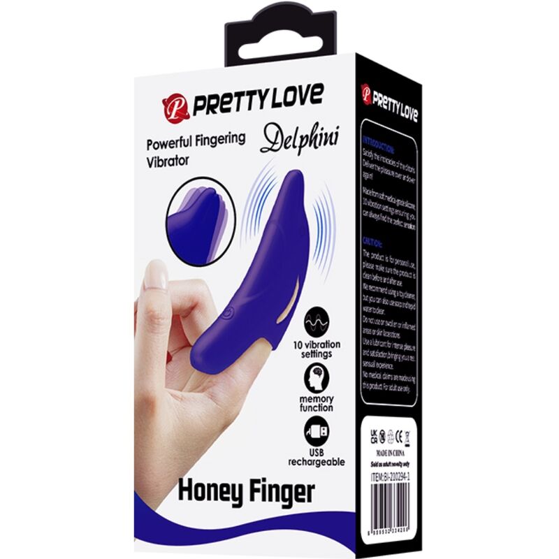 Pretty Love Delphini Powerful Dark Blue Finger Stimulator