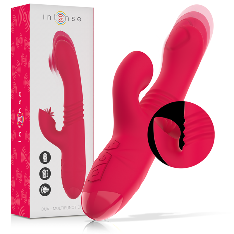 Intense Fun Intense - Dua Multifunction Rechargeable Up & Down Vibrator With Red Tongue