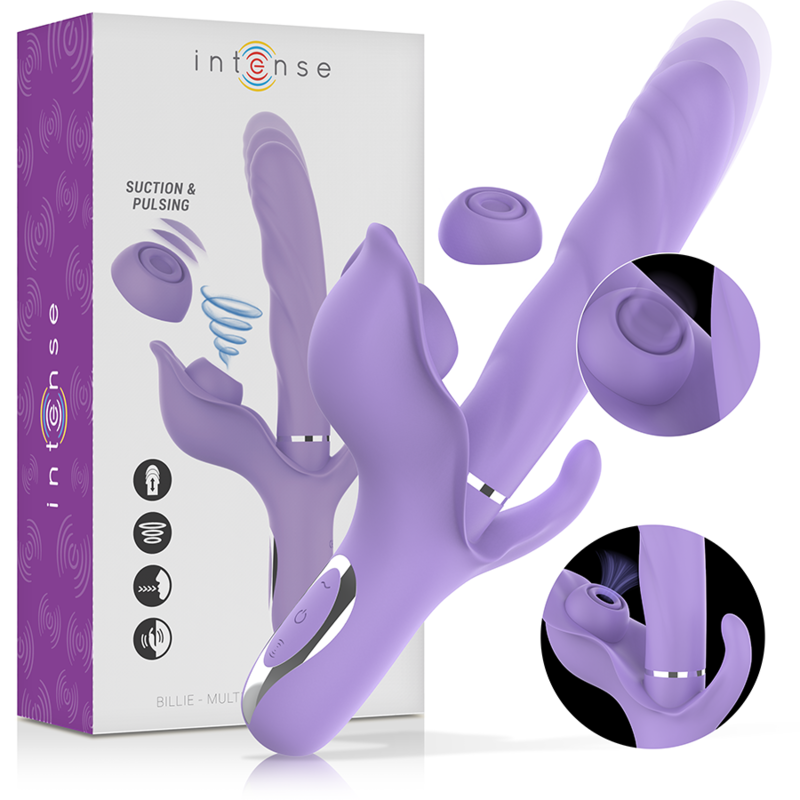 Intense Fun Intense - Billie Multifunction Rechargeable Vibrator Suction & Pulsing Purple