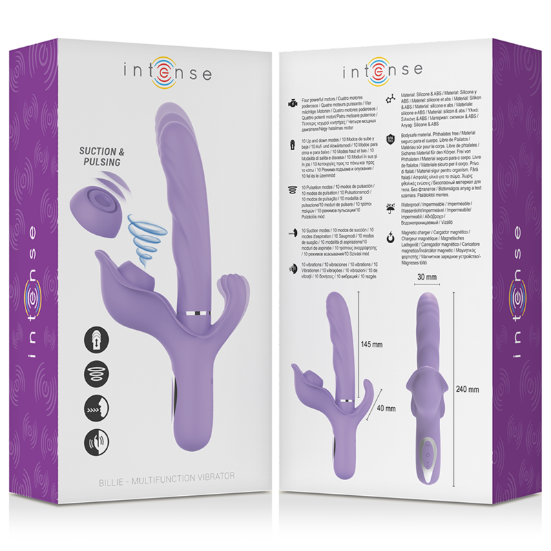 Intense Fun Intense - Billie Multifunction Rechargeable Vibrator Suction & Pulsing Purple