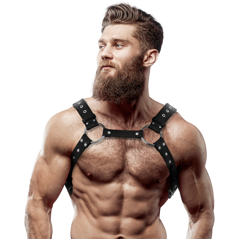 Fetish Submissive Attitude Mens Eco-Leather Chest Harness With Studs