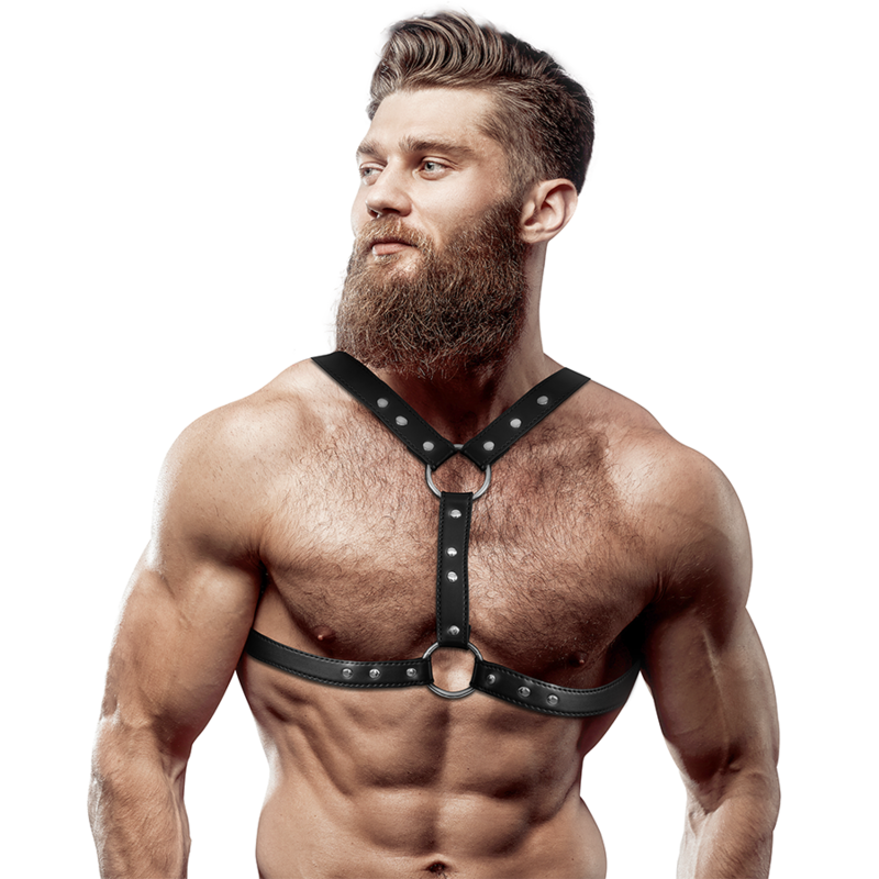 Fetish Submissive Attitude Eco-Leather Chest Harness With Double Support And Studs For Men