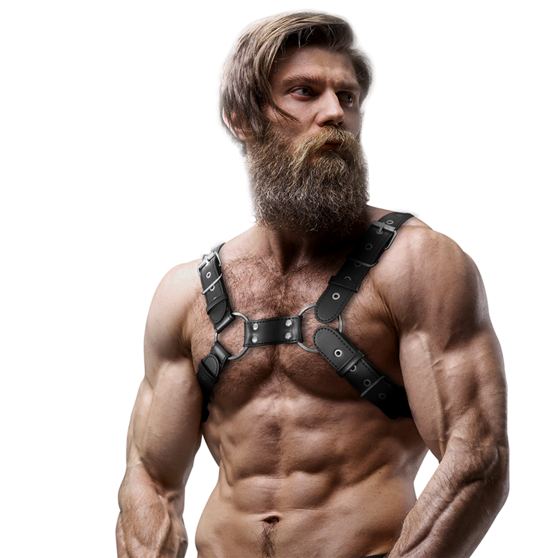 Fetish Submissive Attitude Mens Adjustable Eco-Leather Chest Bulldog Harness