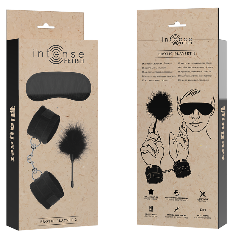 Intense Fetish Intense - Fetish Erotic Playset 2 With Handcuffs, Blind Mask And Tickler