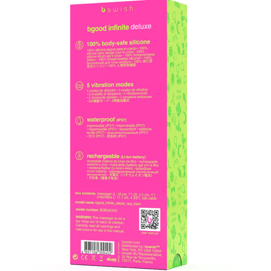 B Swish Bgood Infinite Deluxe Rechargeable Vibrator Blue Silicone