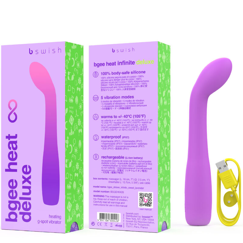 B Swish Bgee Heat Infinite Deluxe Rechargeable Vibrator Lavender Silicone