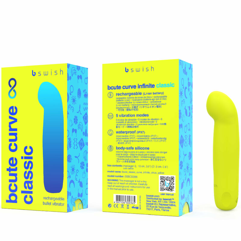 B Swish Bcute Curve Infinite Classic Rechargeable Silicone Vibrator Yellow