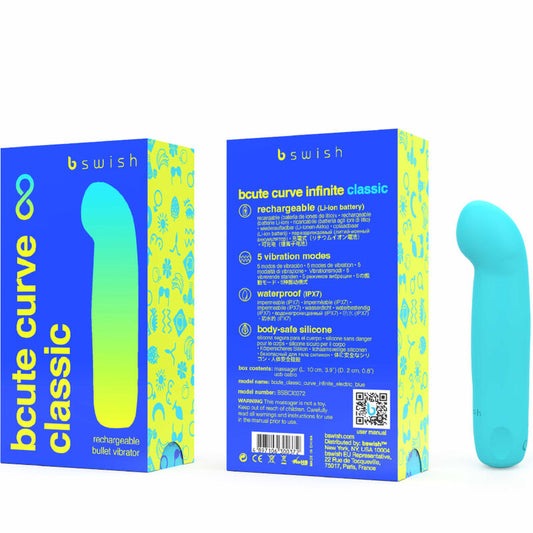 B Swish Bcute Curve Infinite Classic Rechargeable Vibrator Blue Silicone