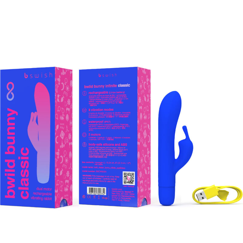 B Swish Bwild Bunny Infinite Classic Rechargeable Vibrator Blue Silicone
