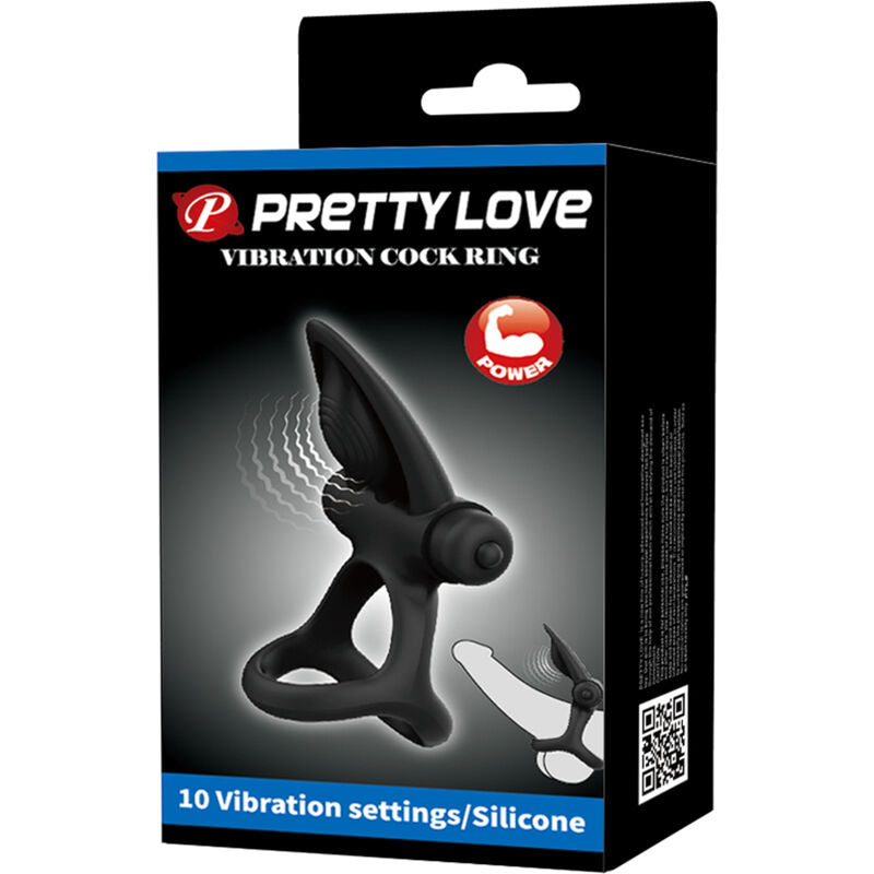Pretty Love Male Pretty Love - Vibrating Ring 10 Vibrations Black Silicone