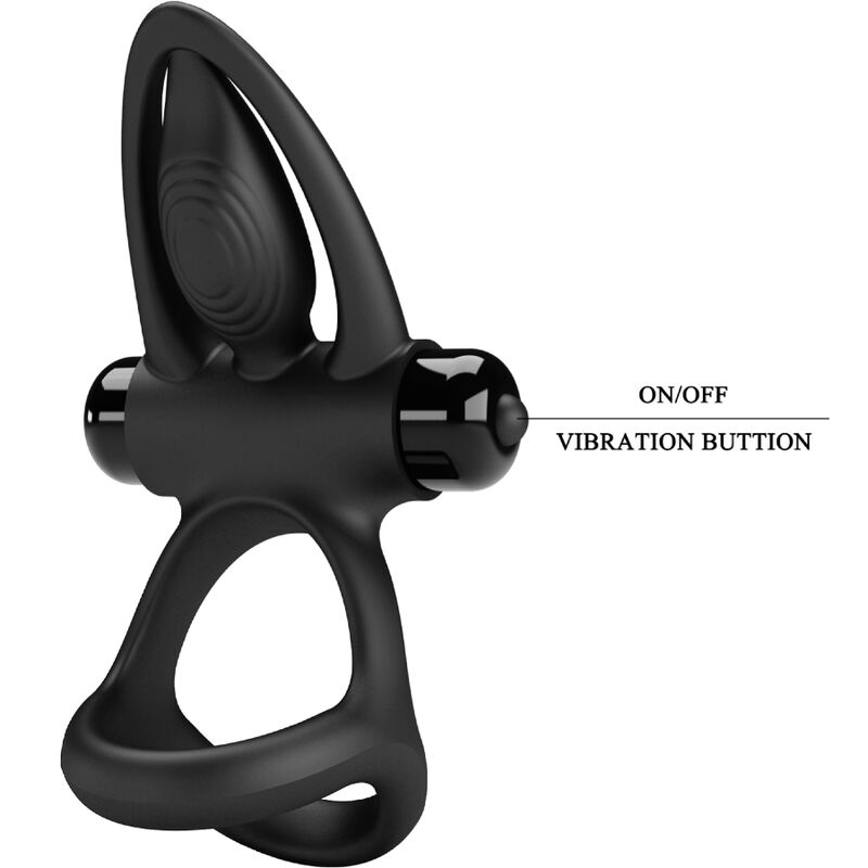 Pretty Love Male Pretty Love - Vibrating Ring 10 Vibrations Black Silicone
