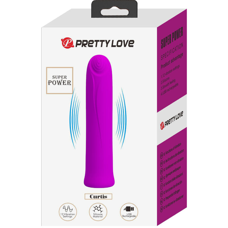 Pretty Love Flirtation Pretty Love - Curtis Mini Super Power Vibrator 12 Violet Silicone Vibrations