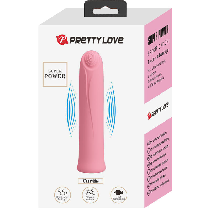 Pretty Love Flirtation Pretty Love - Curtis Mini Super Power Vibrator 12 Pink Silicone Vibrations