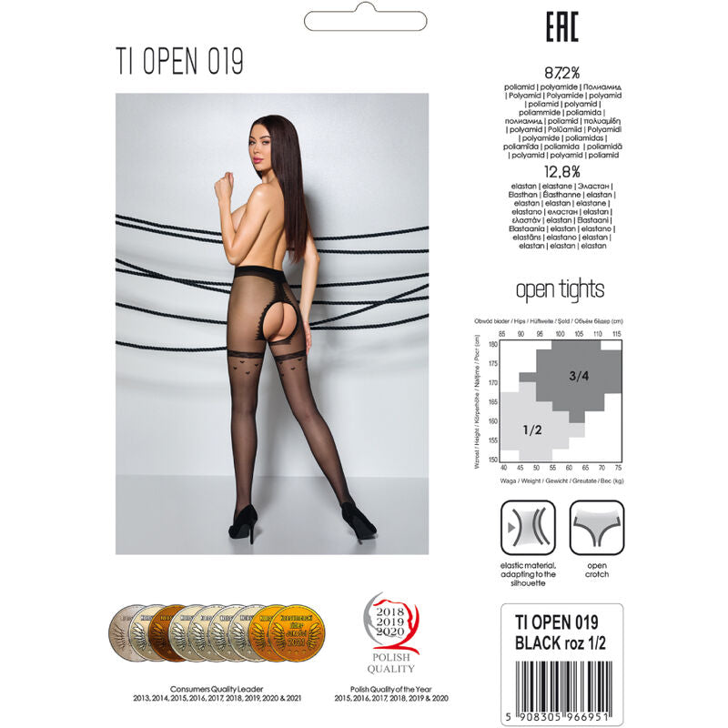 Passion Woman Garter & Stock Passion - Tiopen 019 Black Tights 1/2 20 Den