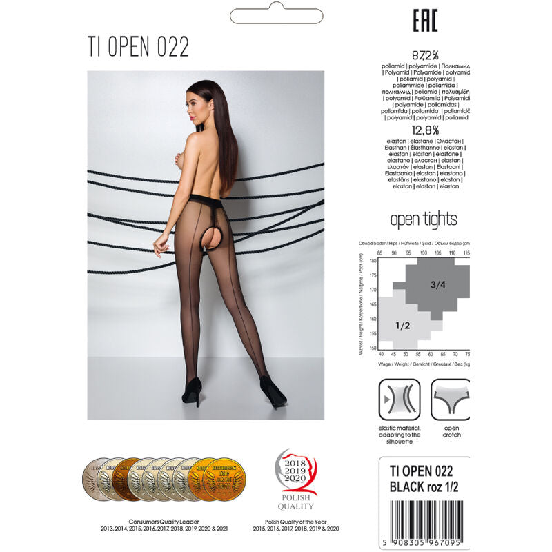 Passion Woman Garter & Stock Passion - Tiopen 022 Medias Negro/Rojo 1/2 20 Den