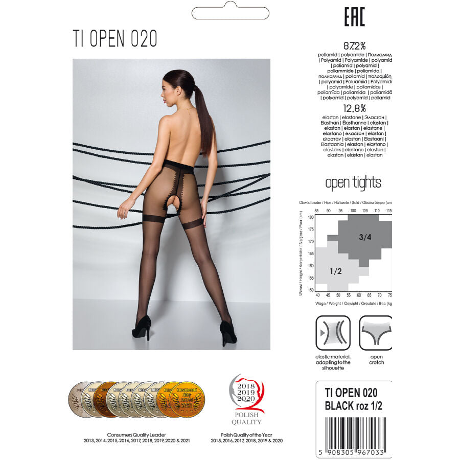 Passion Woman Garter & Stock Passion - Tiopen 020 Black Tights 1/2 20 Den