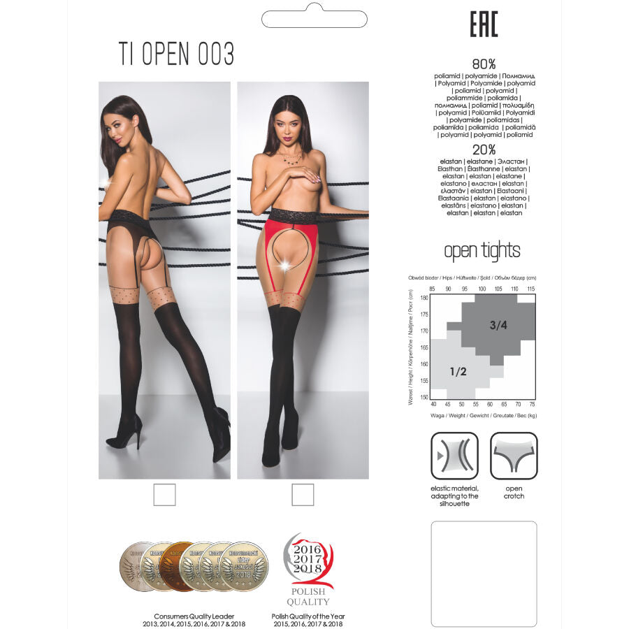 Passion Woman Garter & Stock Passion - Tiopen 003 Medias Rojo 1/2 (20/40 Den)
