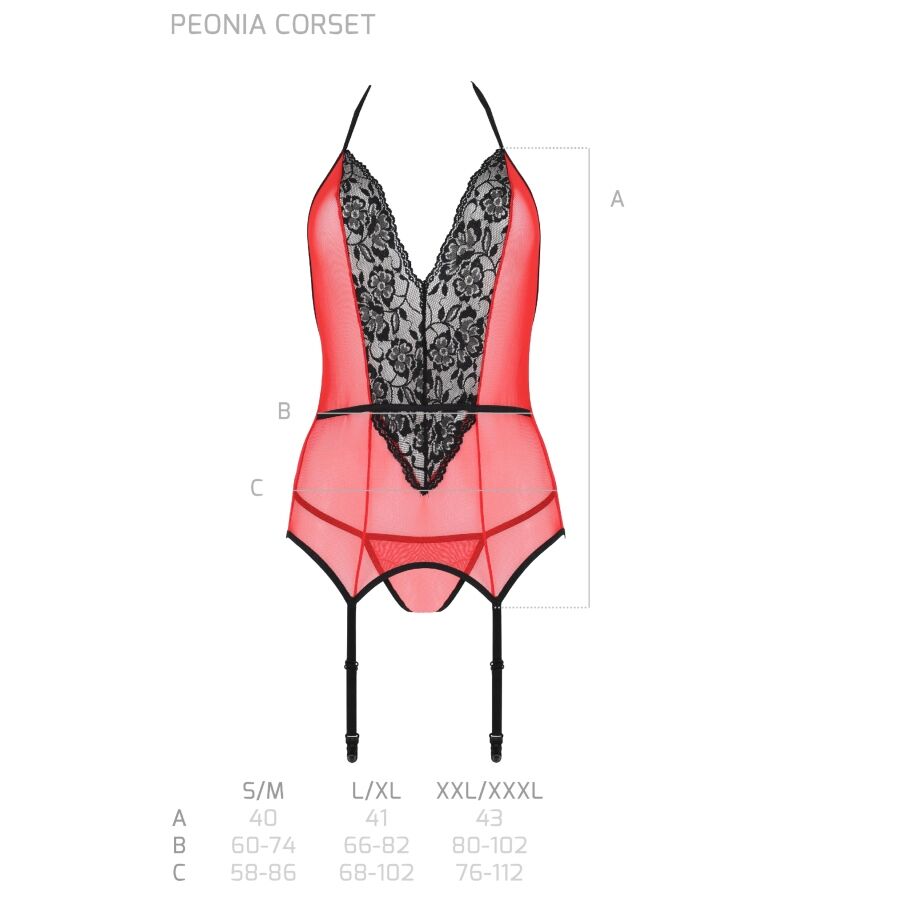 Passion Woman Passion - Peonia Corset Erotic Line Red S/M