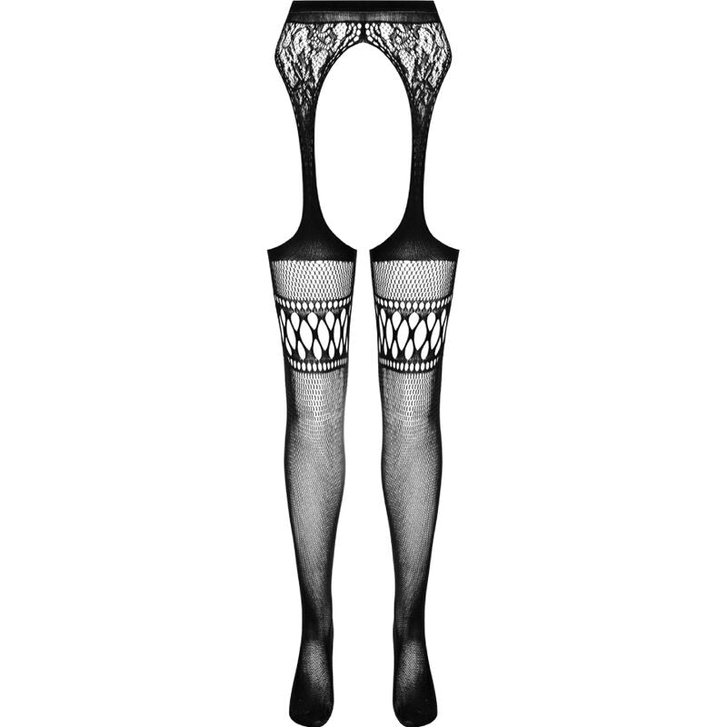 Passion Woman Garter & Stock Passion - S026 Black Tights With Garter One Size